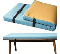 Coussin De Banc 3cm Épais - Housse en Toile Lin Lavable, Mousse 45D Haute Résilience Strap avec Boucle pour Fixation Anti-Dérapante, Personnalisable, pour Intérieur/Extérieur(Sky Blue,50x9in)