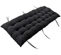 Coussin de banc de jardin avec attaches de fixation, 2-3 places, coussin de balancelle épais, coussin de banc confortable pour meubles d'extérieur ou d'intérieur 48 x 170 cm, noir