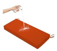 Coussin de banc de jardin en rotin imperméable, 8 cm d'épaisseur, antidérapant, avec double passepoil, pour baie vitrée, canapé, balancelle, terrasse - Orange, 140 x 60 cm