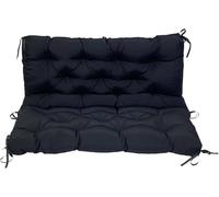 Coussin de banc de jardin épais et imperméable pour balancelle et chaise longue 2/3/4 places avec dossier, noir, 101,6 x 119,4 cm, coussin de rechange