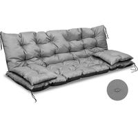 Coussin de banc de jardin matelassé Imperméable 150x60x50 avec coussins latéraux 50x30cm 1+2 Set de 3 pièces Gris