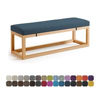 Coussin de banc de terrasse d'extérieur avec sangles élastiques pour intérieur et extérieur, 100,1 x 40,6 x 8,9 cm, gris/bleu
