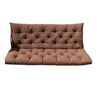 Coussin de banc d'extérieur avec soutien dorsal - 100 x 100 cm - Coussin confortable pour balancelle hollywoodienne - Imperméable avec attaches pour un ajustement sûr - Café
