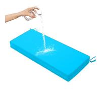Coussin de banc en rotin imperméable et antidérapant à double passepoil, pour baie vitrée, canapé, balancelle - Bleu ciel - 140 x 40 x 8 cm