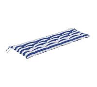 Tuinbankkussen 150x50x7cm stof gestreept wit en blauw361614