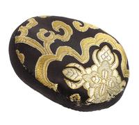 Coussin de Bol Chantant Rond 10cm Noir, Décoration Temple | Tissu Coton Léger, Motif Traditionnel Simple, pour Bol Bouddhiste, Usage Maison, Accessoire Sobre