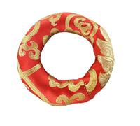 Coussin de Bol Chantant Rouge 18cm, Coton Brodé | Fabrication Artisanale Népalaise, Motif Traditionnel, pour Placement Stable et Protection du Fond Couleur Aléatoire