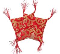 Coussin de Bol Chantant Tibétain Fait Main 2 Pièces | Tissu Cousu Main, Centre Concave, Usage Maison ou Salle Bouddha, Rouge, Motif Aléatoire, Élégant Plusieurs styles