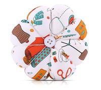 Coussin de Broches de Tissu de Citrouille Créatif avec Bande de Poignet élastique Réglable pour la Couture et le Support à l'aiguille - Conception de Citrouille Double Face Artisanale pour un Accès