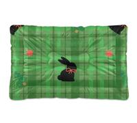 Coussin de cage lavable pour chien et chat Merry Christmas - Motif lapin noir - Antidérapant - Doux et confortable - Pour chiens de taille moyenne et grande - 91,4 x 61 cm