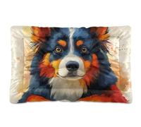 Coussin de cage lavable pour chien mignon à l'aquarelle - Doux et antidérapant - 91,4 x 61 cm