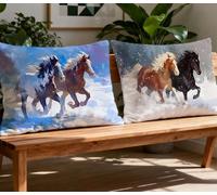 Coussin de Canapé 40x70cm Lot de 2 Oreiller Blanc,2025 Nouveau Velours Taie d'oreiller Cheval,Moderne Taie Oreiller Rectangulaire pour Automne Décoration Salon Canapé Chaise Lit Cadeau Femme O-100O
