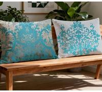 Coussin de Canapé 40x70cm Lot de 2 Oreiller Bleu,2025 Nouveau Velours Taie d'oreiller Bohême,Moderne Taie Oreiller Rectangulaire pour Automne Décoration Salon Canapé Chaise Lit Cadeau Femme O-1122O