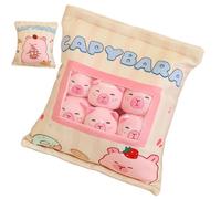 Coussin de canapé en peluche avec motif de rongeurs - Charmante décoration de salon - Insert de remplissage amovible - Accessoire de chambre d'adolescent - Coussin Kawaii Wildlife avec six figurines