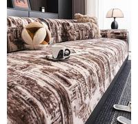 Coussin de canapé en Peluche en d'hiver, Housse de canapé en Fausse Fourrure de Lapin, Housse de canapé antidérapante 1 2 3 Places(Brown,90x240cm)