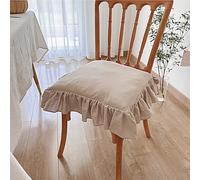 Coussin de Chaise 40x40 cm Antidérapant et Lavable Housse 100% Coton Respirant Volants Élégants pour Chaise de Bureau, Salle à Manger, Cuisine ou Mariage(Pink,40x40cm)