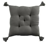 Coussin de Chaise 40x40 cm Gaze de Coton avec Pompons Granit