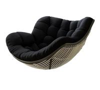 Coussin de chaise à bascule imperméable - Pour le salon - Confortable - Pour l'extérieur et l'intérieur - Coussin pour fauteuil papasan - Double - Pour jardin, terrasse - Noir