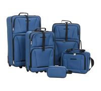 vidaXL Ensemble de bagages de voyage – valises à roulettes avec sac – bleu tissu