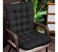 Coussin de chaise à dossier épais pour relaxation - Antidérapant - Soutien à dossier haut pour la maison, le bureau et la terrasse - 60 x 50 cm - Noir