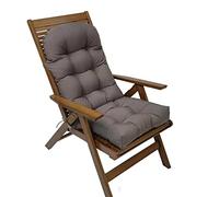 Coussin de chaise à dossier haut imperméable pour utilisation en intérieur et extérieur, 114 x 48 x 10,2 cm - Coussin de chaise balancelle avec attaches pour meubles de terrasse (gris)