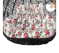 Coussin de chaise à double œuf de rechange avec appui-tête pour 2 personnes, grand coussin épais à suspendre pour balancelle extérieur, jardin, cour, balcon - Coussins ronds lavables (fleur 1)