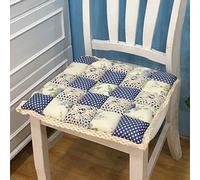 Coussin de chaise à imprimé floral de ferme avec attaches, bordure en dentelle antidérapante, 40,6 x 40,6 cm, parfait pour sièges de cuisine et de salle à manger, motif patchwork bleu 510