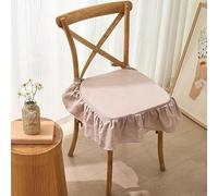 Coussin de Chaise à Volants Tissu Écossais, Coussin de Siège Non-Slip pour Chaises de Salle à Manger, Housse Amovible Lavable, Attaches, Style Ferme(Camel)