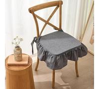 Coussin de Chaise à Volants Tissu Écossais, Coussin de Siège Non-Slip pour Chaises de Salle à Manger, Housse Amovible Lavable, Attaches, Style Ferme(Dark Gray)