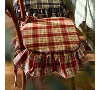 Coussin de Chaise à Volants Tissu Écossais, Coussin de Siège Non-Slip pour Chaises de Salle à Manger, Housse Amovible Lavable, Attaches, Style Ferme(Bokendi Red)