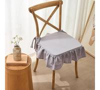 Coussin de Chaise à Volants Tissu Écossais, Coussin de Siège Non-Slip pour Chaises de Salle à Manger, Housse Amovible Lavable, Attaches, Style Ferme(Gray)