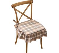 Coussin de Chaise à Volants Tissu Écossais, Coussin de Siège Non-Slip pour Chaises de Salle à Manger, Housse Amovible Lavable, Attaches, Style Ferme(Style a)