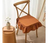 Coussin de Chaise à Volants Tissu Écossais, Coussin de Siège Non-Slip pour Chaises de Salle à Manger, Housse Amovible Lavable, Attaches, Style Ferme(Orange)