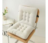 Coussin de chaise avec soutien dorsal, une pièce antidérapant avec attaches et ceinture élastique, pour intérieur et extérieur, salle à manger avec dossier pour bureau, jardin, terrasse (blanc)
