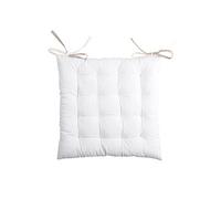 Eminza Coussin de chaise bicolore réversible en coton lin écru 40 x 40 cm