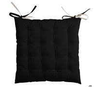 Coussin de chaise bicolore réversible en coton noir et lin