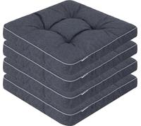Coussin de chaise de jardin Klara - 49×47 cm, 8 cm d'épaisseur - avec rubans, résistant aux intempéries, rembourré, piqué décoratif | Pillowprim