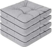 Coussin de chaise de jardin Klara - 49×47 cm, 8 cm d'épaisseur - avec rubans, résistant aux intempéries, rembourré, piqué décoratif | Pillowprim