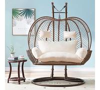 Coussin de chaise d'extérieur épais lavable - Imperméable et résistant au soleil - Remplacement pour chaises hamac à bascule et suspendues en osier pour 2 personnes - Confort et style parfaits
