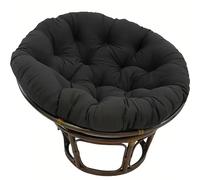 Coussin de chaise d'extérieur épais rembourré pour balancelle de jardin, porche et terrasse - Coussin confortable résistant aux intempéries - Noir - 50 x 50 cm