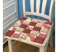 Coussin de chaise doux à imprimé floral de ferme avec attaches - Bordure en dentelle antidérapante pour cuisine, 40,6 x 40,6 cm (606 rouge)