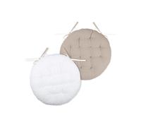 Coussin de chaise DUO COLOR blanc/beige Ø 38x4 cm France (prix pour 1 pièce)