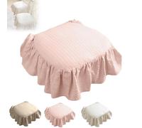 Coussin de chaise en coton français à volants avec attaches, housse de siège à jupe volantée, coussin de siège en coton français, tissu doux et antidérapant, coussin de chaise antidérapant avec