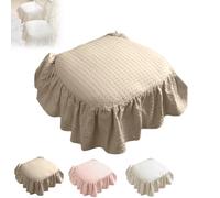 Coussin de chaise en coton français à volants avec attaches, housse de siège à jupe volantée, coussin de siège en coton français, tissu doux et antidérapant, coussin de chaise antidérapant avec