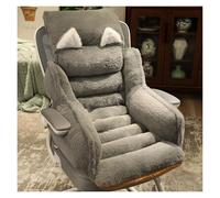 Coussin de chaise en peluche avec soutien lombaire, antidérapant, pour bureau, salon, salle à manger et soulager les maux de dos (gris foncé)