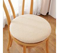 Coussin de chaise en peluche en laine d'agneau avec fermeture éclair - Pour garder au chaud pour l'hiver - Antidérapant - Amovible et lavable - Rond - Pour la maison et le jardin - Pour enfants et