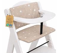 Coussin de chaise haute bébé 2 pièces réducteur de siège enfant | Housse pour Hauck escalier bois dossier assise déperlant velcro fait main rembourré bébé enfant confort Beige