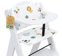 Coussin de chaise haute bébé 2 pièces réducteur de siège enfant | Housse pour Hauck escalier bois dossier assise déperlant velcro fait main rembourré bébé enfant confort Safari