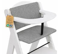 Coussin de chaise haute bébé 2 pièces réducteur de siège enfant | Housse pour Hauck escalier bois dossier assise déperlant velcro fait main rembourré bébé enfant confort Gris