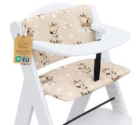 Coussin de chaise haute bébé 2 pièces réducteur de siège enfant | Housse pour Hauck escalier bois dossier assise déperlant velcro fait main rembourré bébé enfant confort Girafe